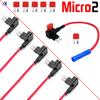 5 Pcs 12V 24V Car 16AWG Wire Fuse Holder Add-a-circuit Piggy Back TAP Adapter Kit with 10A Micro2 APT ATR Blade Fuse Holder Tool Fuses4