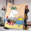 Moomin Theme Printed Blanket Perfect For Couch Bed Travel Outdoor Use Machine Washable Cozy Durable