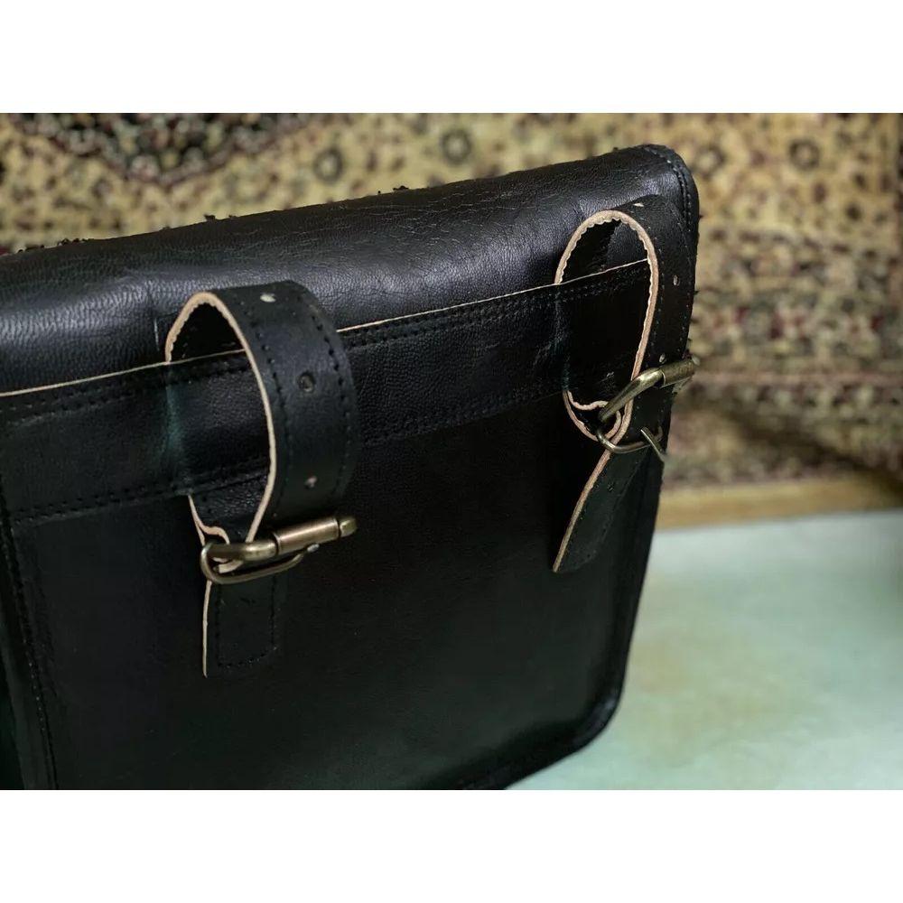 Большая мотоциклетная сумка с 2 боковыми винтажными кожаными седельными сумками (2 Черная сумка)