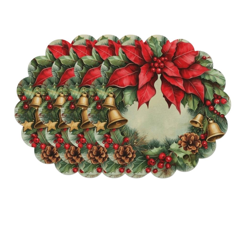 4pcs Coaster Christmas Table Placemat Snowman Elk Round Dining Mat Xmas Table Mat Table Setting