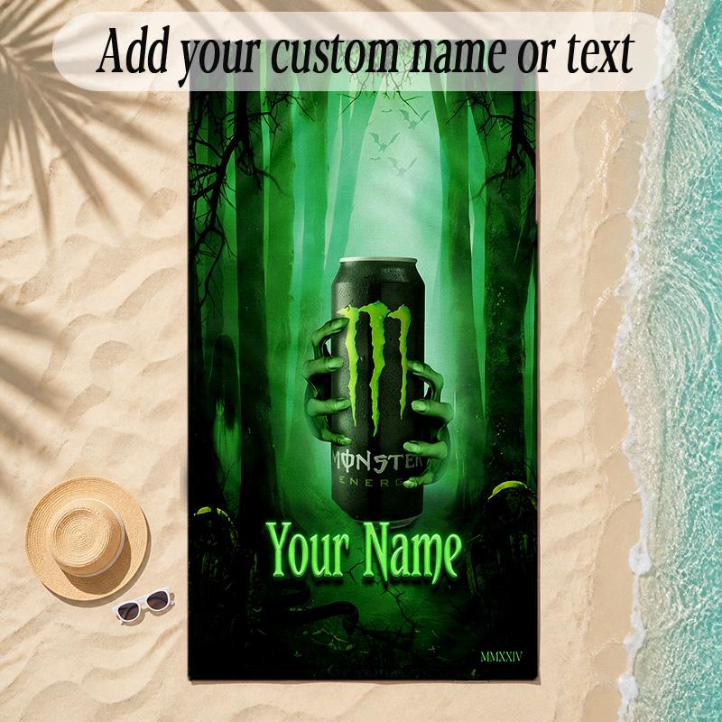 Beach TowelMonster Energy Custom Name Text Personalized Soft Towel for Beach Pool Indoor Home Decor Gift