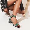 Big Plus Size 48 Women Snake Printing Sandals Zipper Block High Heels Ladies Summer Sandals