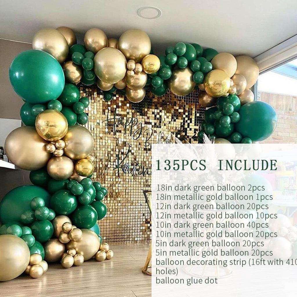 Mori Set Green Latex Balloon Chain Set Vintage Themed Birthday Party Decorative Jungle Set