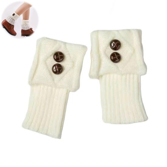 Women Leg Warmers Knitted Gaiters with Buttons Warm Boot Cuff Sock Girl Short Boot Cuffs for Autumn Winter Daily Outings Street Dating