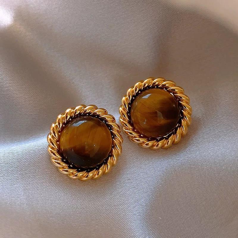 Серьги-пусеты «Тигровый глаз» в стиле Y2K: Роскошная, Элегантная, Универсальная Мода