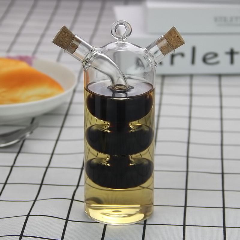 2-in-1 Double Layer Bottle Sauce Oil Vinegar Glass Bottle Condiment Seasoning Sealed Kitchen Storage Bottles Jars Kitchen Tools