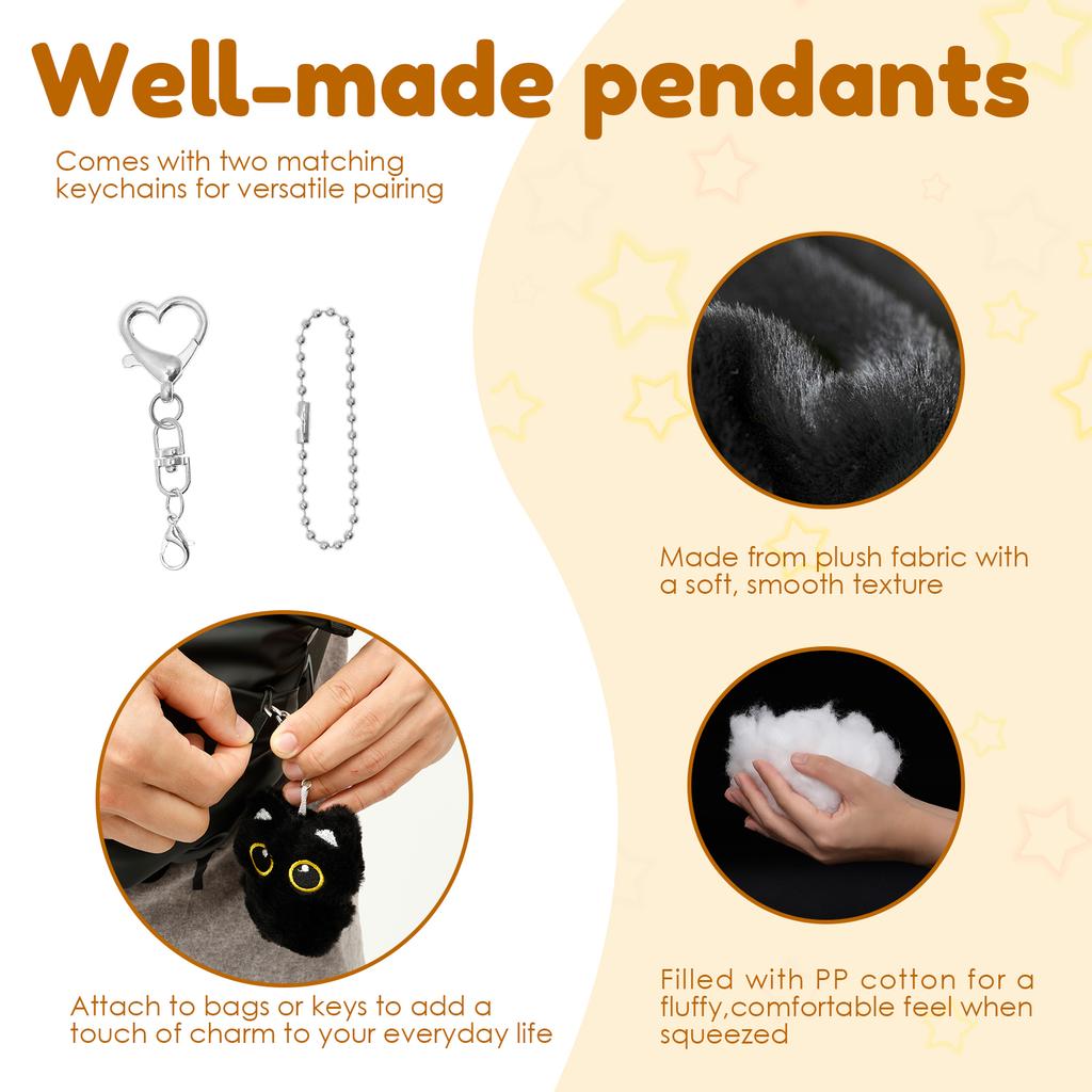 Подвеска-брелок в виде черного кота, милая плюшевая кукла-кот, аксессуары для ключей, декоративные подвески для сумки, рюкзака, подарки на Хэллоуин, Рождество