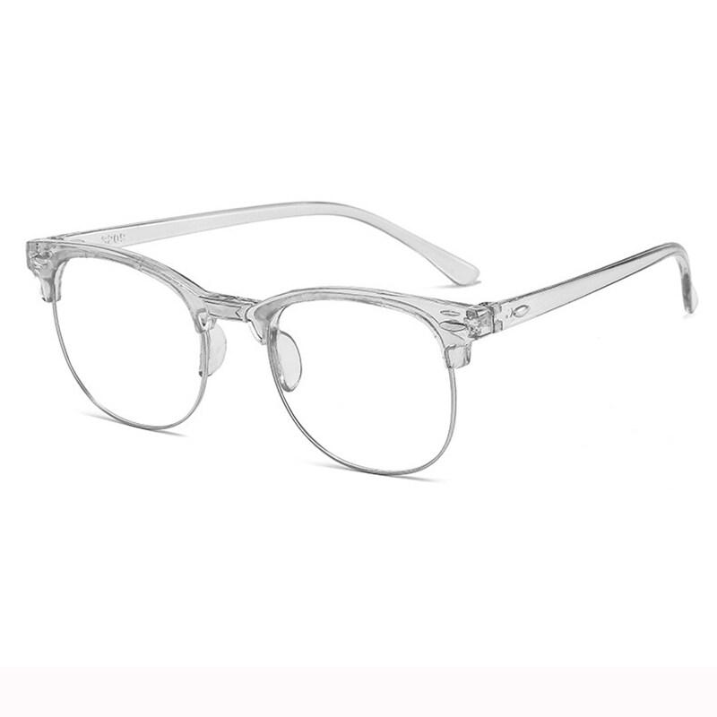 Classic Sunglasses Retro Rice Nail Half Frame Sunglasses Fashion Color Film Reflective Glasses Flat Glasses