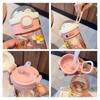 1Pcs Juice Milk Children Drinkware with Lid Straw Sticker Tumbler Cup Portable Water Bottle  Kids