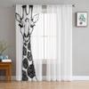 Black White Giraffe Window Treatment Tulle Modern Sheer Curtains for Kitchen Living Room the Bedroom Curtains Decoration