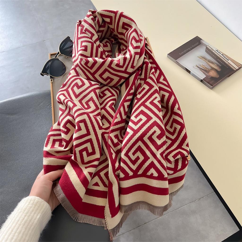 Winter Women Print Warm Scarf Cashmere Pashmina Double Sided Scarves Shawls Female Thick Blanket Wrap Bufanda Stole Echarpe