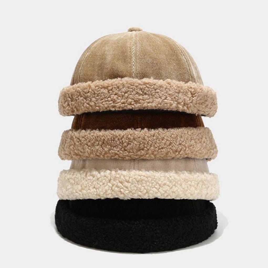 Women's Winter Golden Poggle Watch Cap Corduroy Beanie Hat