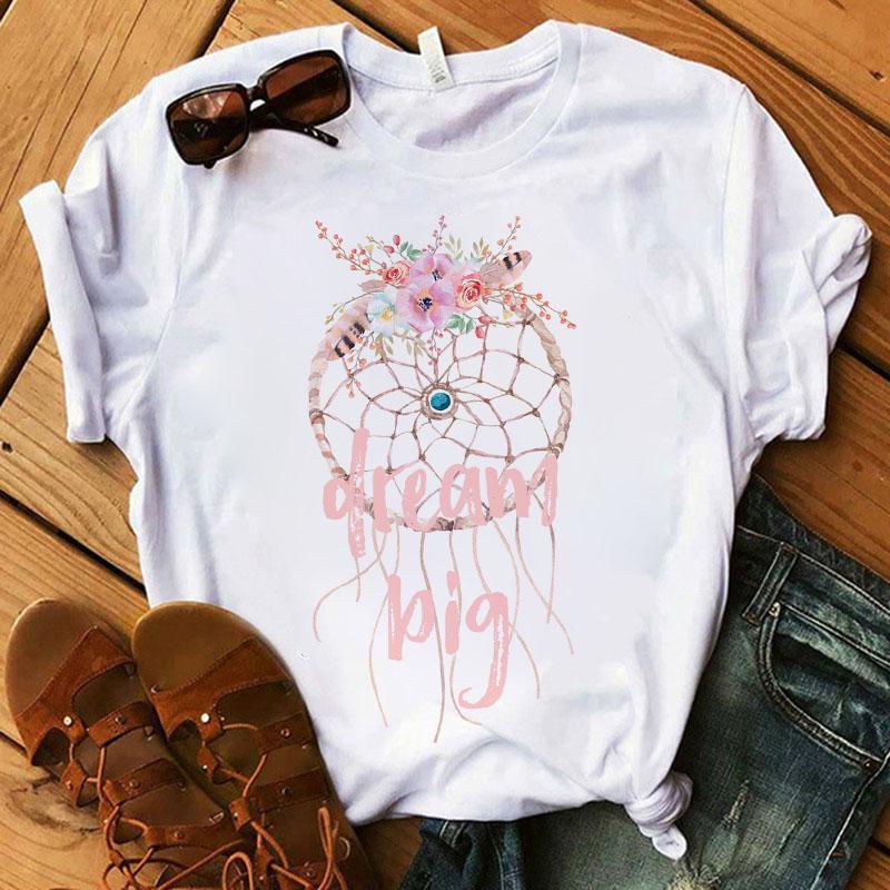 Women&Amp;#39;S T-Shirt Dream Catcher Graphic Print Top Female Tee Shirts Crew Neck Summer Casual Wear Kawaii Harajuku Oversized Tshirt