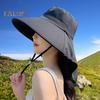 Женская шляпа от солнца с большими полями, солнцезащитный дизайн, дышащая шляпа с защитой от ультрафиолета, однотонная, регулируемая, с завязками, шляпа для чая на открытом воздухе