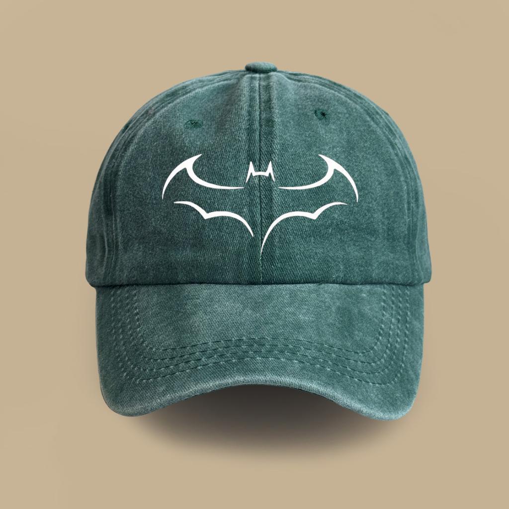 Retro washed soft top hat trendy bat pattern casual cap spring and summer outdoor versatile travel baseball cap