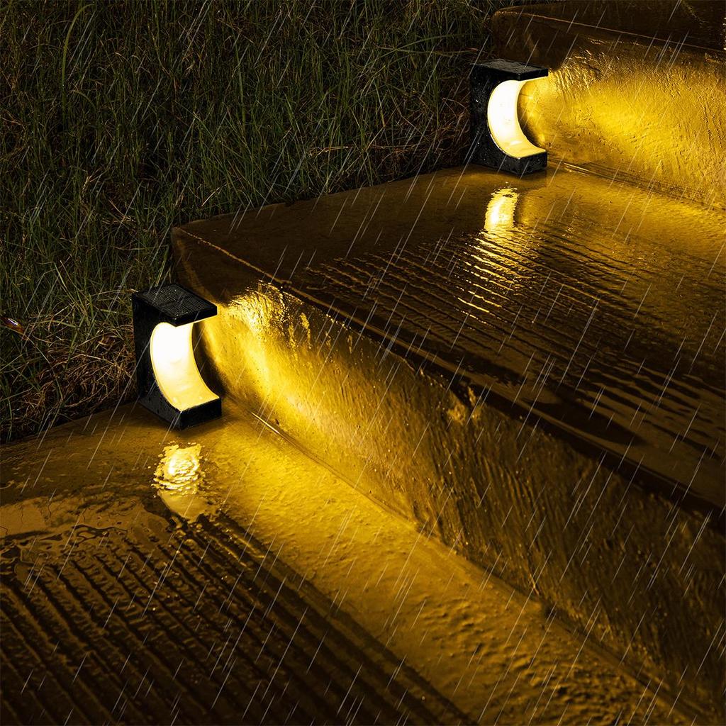 Solar Led Stair Light Outdoor Lamps Lights Powered Step Lamp Waterproof Garden Porch Shape Courtyards Decor Resistance For Patio
