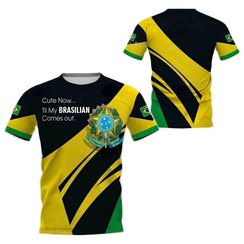 Hot Selling World Cup BRASIL Brazil Flag 3D Printed Pattern T-shirt for Men's Sports Leisure