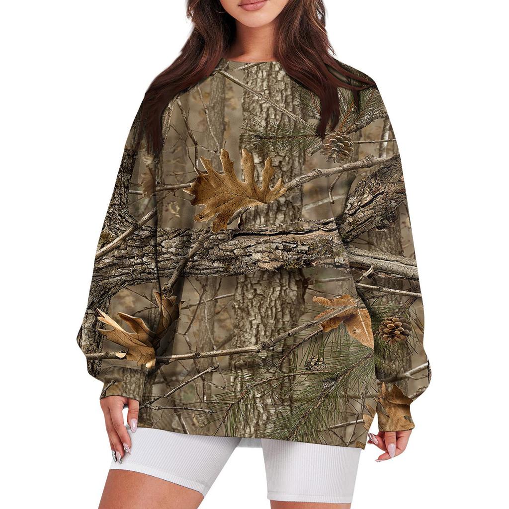 Женская повседневная модная винтажная толстовка с длинным рукавом и круглым вырезом с принтом, многослойный пуловер, топ