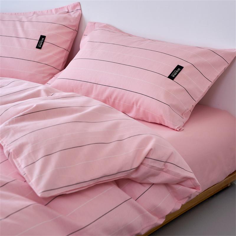 Washed Cotton Duvet Cover Set, 100% Cotton Stripe Pattern, Soft Breathable Bedding Set with Pillow Cover for Home Decor