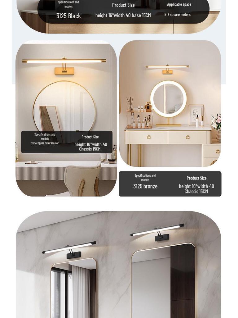LED Bathroom Mirror Light: Long Strip Wall-Mounted Makeup and Picture Light