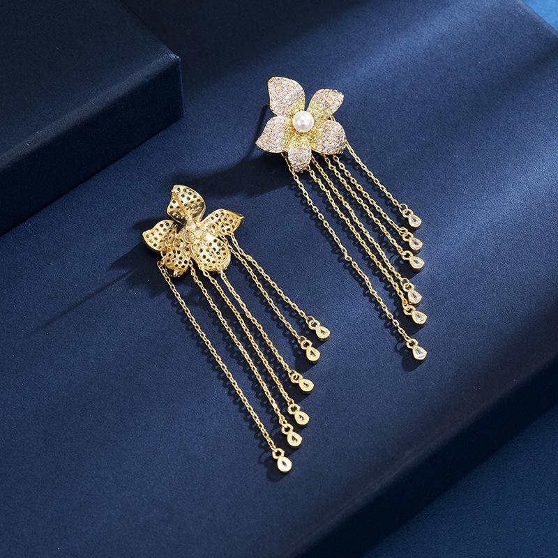 Модные серьги-капли с микро-инкрустацией цирконием в стиле тяжелой промышленности, серьги-клипсы в стиле ретро-суда премиум-класса