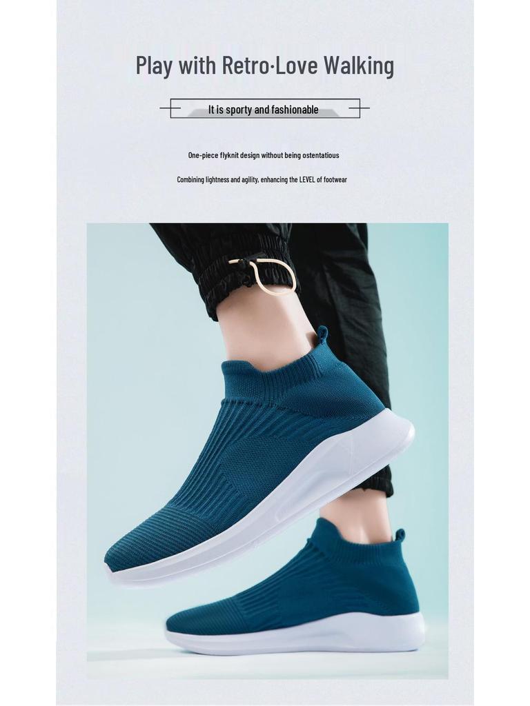 Мужские легкие кроссовки-носки из флайнита 2023 года: Дышащая, Слипоны, Повседневная спортивная обувь для весны и лета