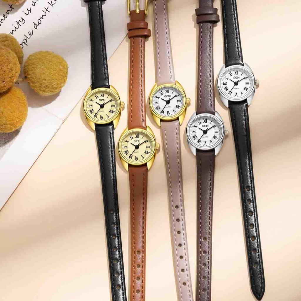 Gedi Petite Korean Style Women's Roman Vintage Minimalist Quartz Wristwatch