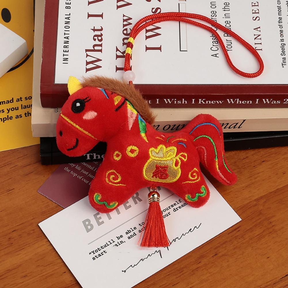 Red Chinese Zodiac Horse Doll Cartoon Mascot Traditional Pony Plush Doll  New Year