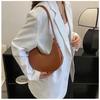 Women Solid Color Zipper Dumpling Bun Satchel Bag Leisure PU Leather Small Shoulder Bags Adjustable Band Strap