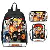 Naruto Anime 3-Piece Backpack Set Printed Cartoon Elementary School Bag Lightweight Multi-Pocket