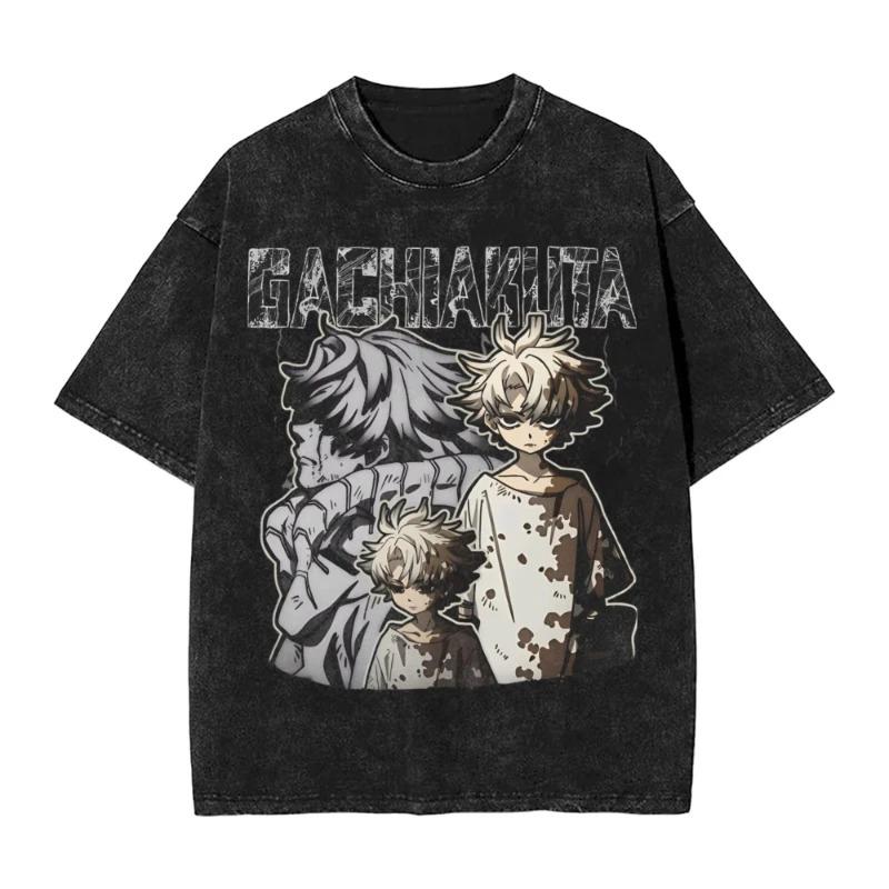 Gachiakuta Washed TShirt Unisexs Oversized YK Short Sleeve Casual Cotton TShirt Beach ONeck Loose Unisex Feamle Clothing Top Tee