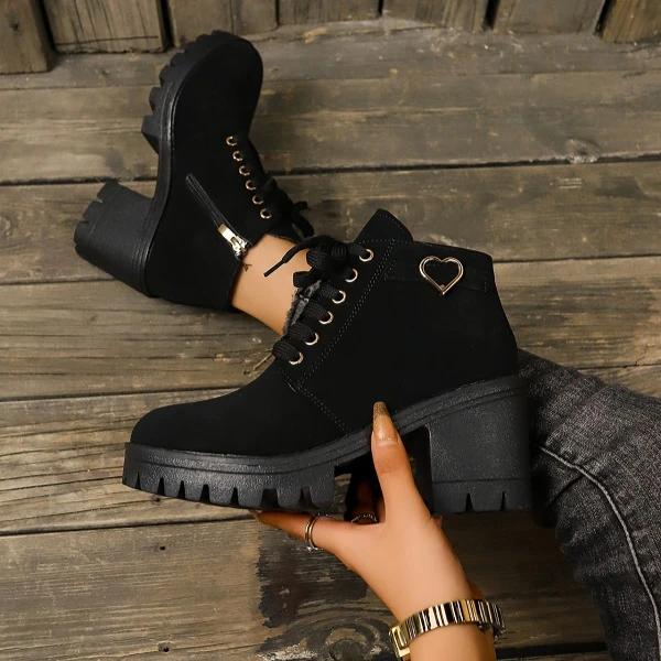 Модные осенние женские туфли на платформе, новые модные ботильоны на шнуровке и толстом каблуке для женщин, повседневная обувь, уличные женские ботинки на каблуке