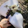 Handmade flower straw hat women's summer sunscreen sunshade bucket hat seaside vacation beach hat new small face