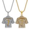 No.7 Jersey Zircon Pendant Necklace Men's HIPHOP Stainless Steel Jewelry