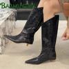Блестящие туфли на низком каблуке женские роскошные высокие сапоги с острым носком платье сексуальные туфли-лодочки 2025 тренд зимние снежные ботинки женские готические вечерние туфли-лодочки