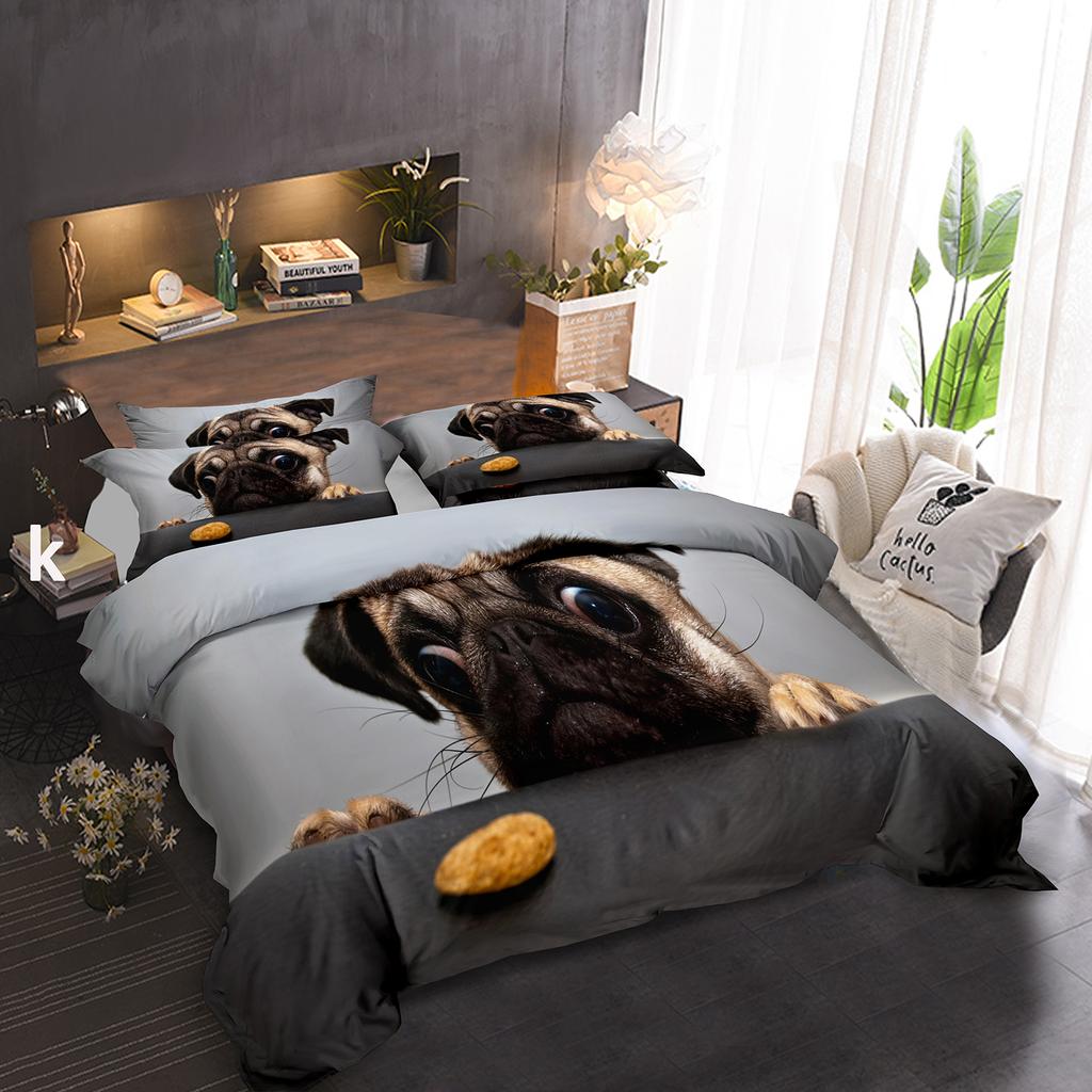 Pug Dog Duvet Cover King Queen Size Funny Pet Puppy Bedding Set For Kids Teens Adults Animal Cute Expression 2/3pcs Quilt Cover