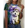 2024 Summer New Women's 3D Digital Printed T-shirt Creative Animal Pattern Round Neck Casual Short Sleeve Loose