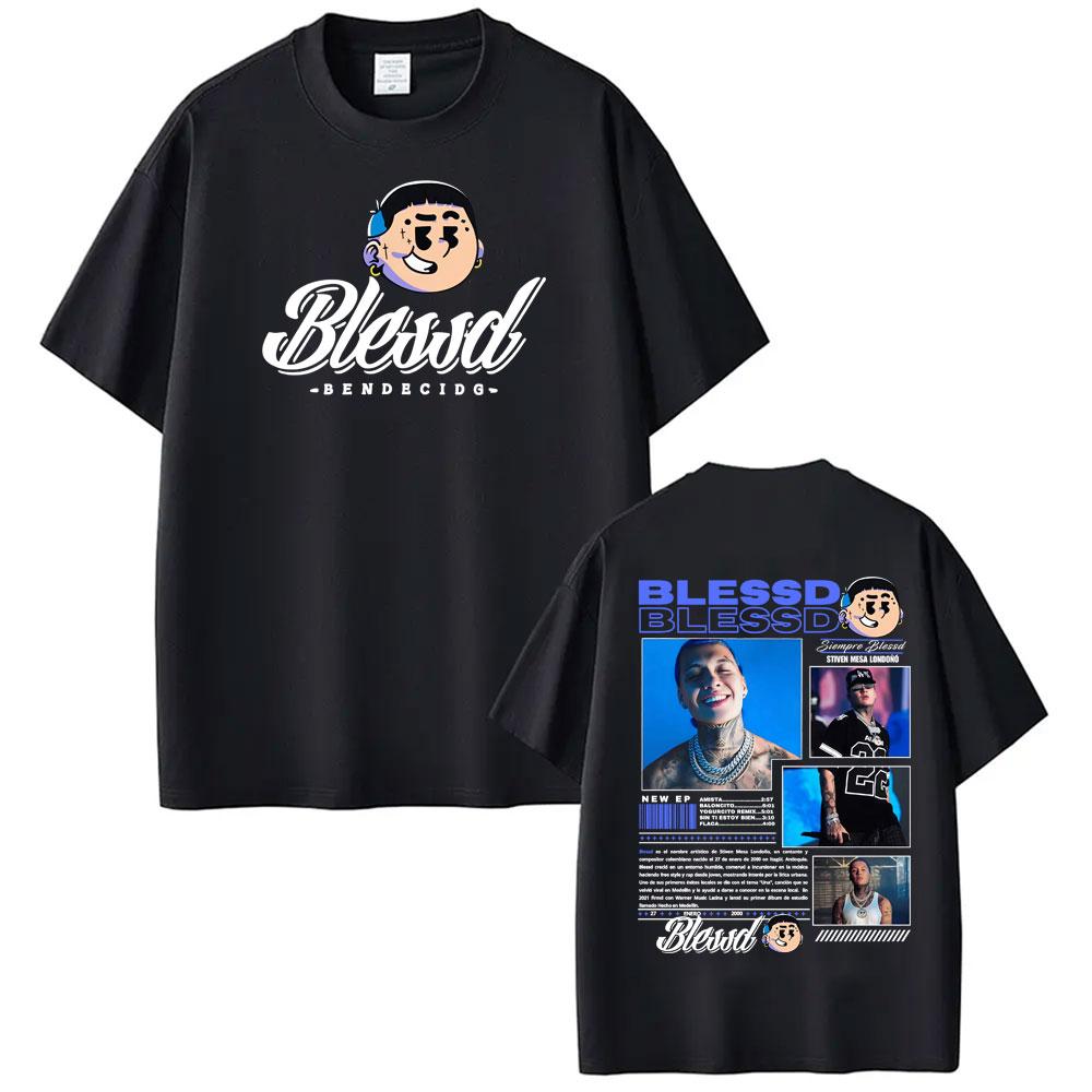 Blessd El Bendito Album Tour 2026 Graphics T Shirt Unisex Women Hot Sale Oversized Classic Tshirts Vintage Fashion Hip Hop Tshirt