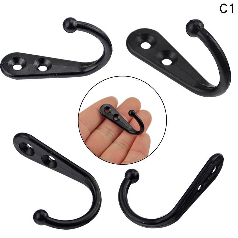 Антикварный черный крючок для одежды из цинкового сплава с двумя отверстиями 43x29