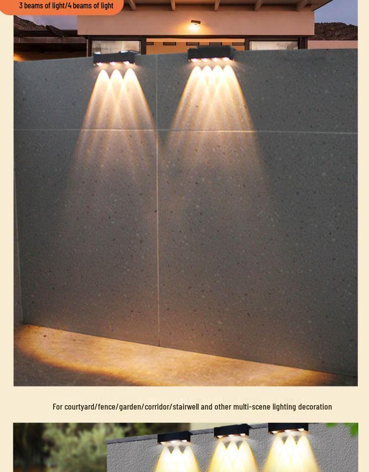 Водонепроницаемый солнечный настенный светильник для наружного ландшафтного и балконного освещения