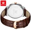 OLEVS Top Original Quartz Watches for Men Simplicity Dual Calendar Large Dial Leather Strap Waterproof Luminous Men's Wristwatch