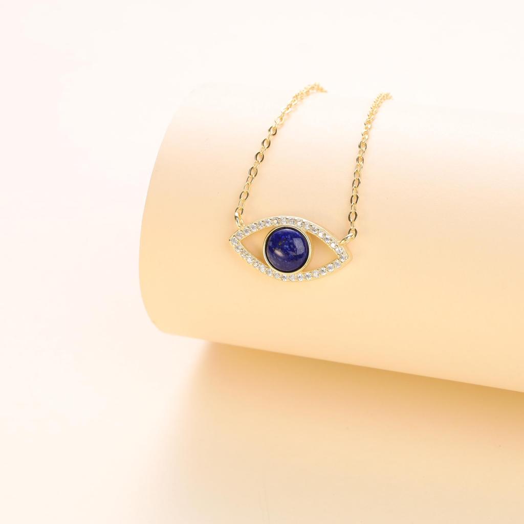 COAI Zirconia Beads Lapis Lazuli Evil Eye Necklace for Women [Coai]