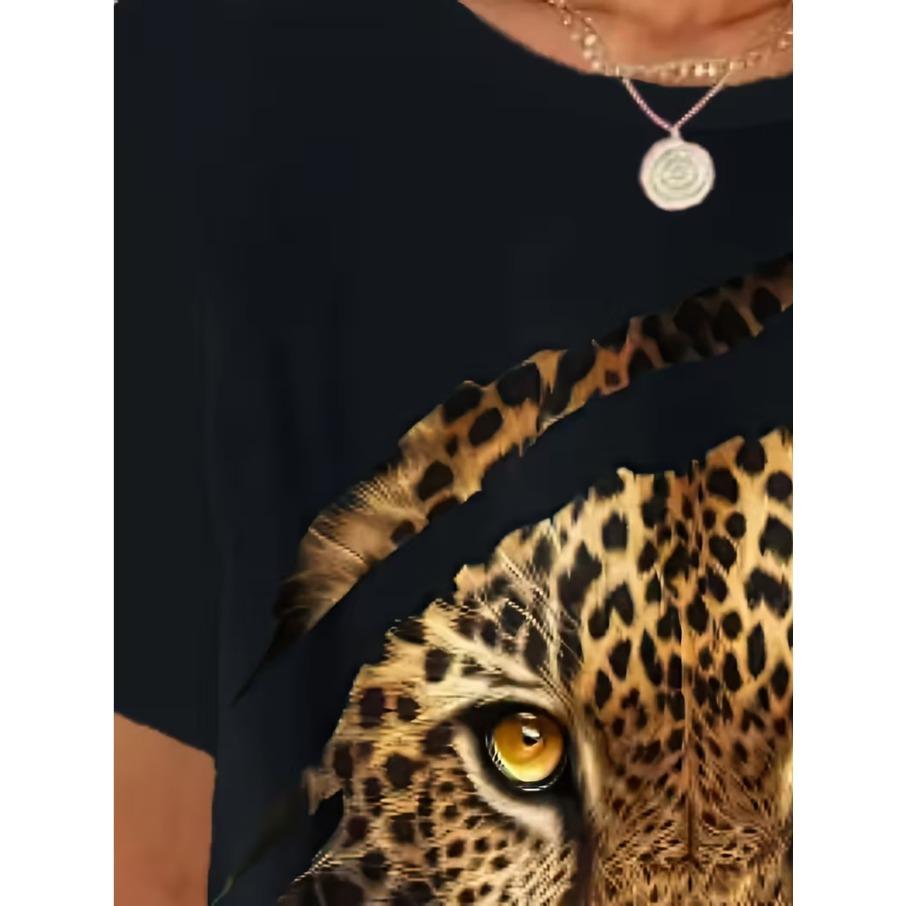 Женская мужская футболка больших размеров XL-7XL с мультяшным котом, повседневная, с 3D-принтом, свободного кроя, с V-образным вырезом и короткими рукавами