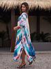Printed Beach Dresses Viscose Kaftans for Women Summer Plus Size Loose Robe Holiday Living Room Bathing Suits