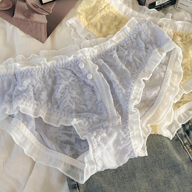 Plus Size Women's Panties Women's Briefs Mid-waist Breathable Hip Lift Sexy Pure Wind Translucent Lace Edge Underwear