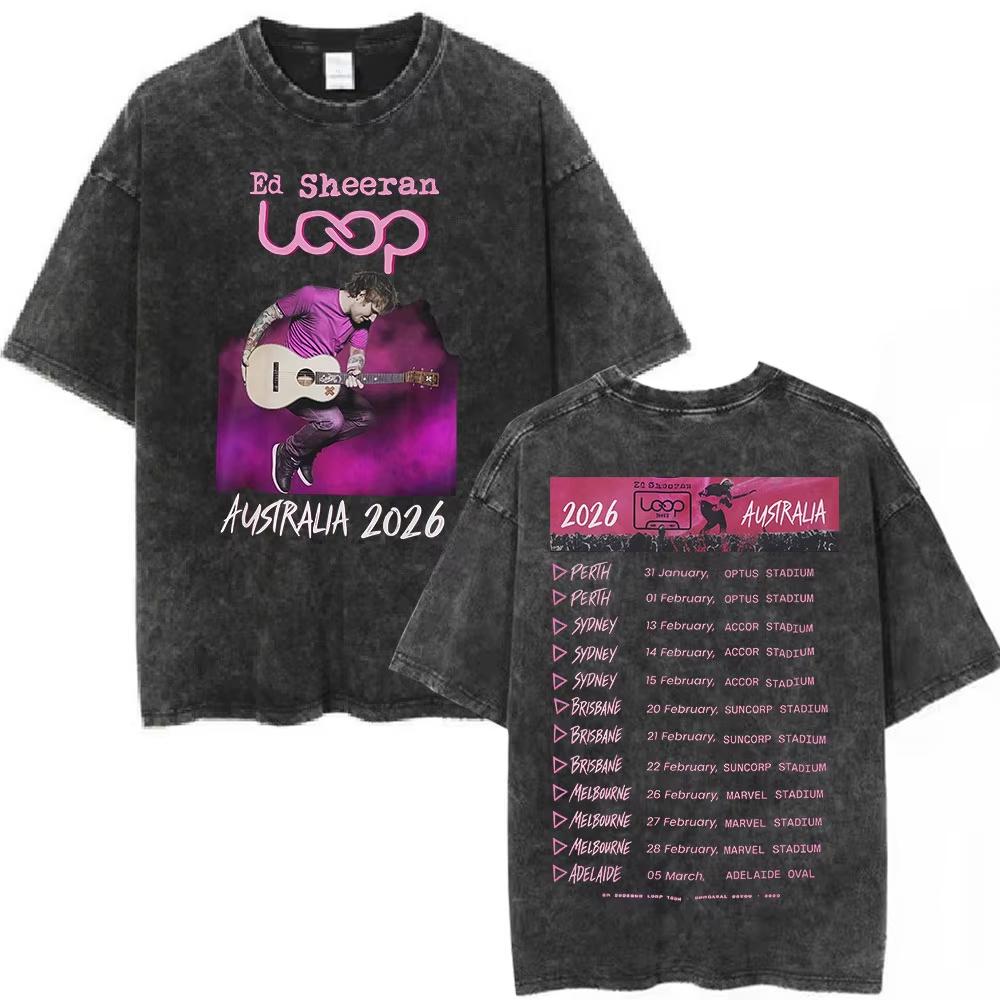 Эд Ширан Loop Tour Австралия и Новая Зеландия Мерч с тура Постиранные футболки Подарки для фанатов Мужские Женские Модные Хлопковые Уютные Футболки