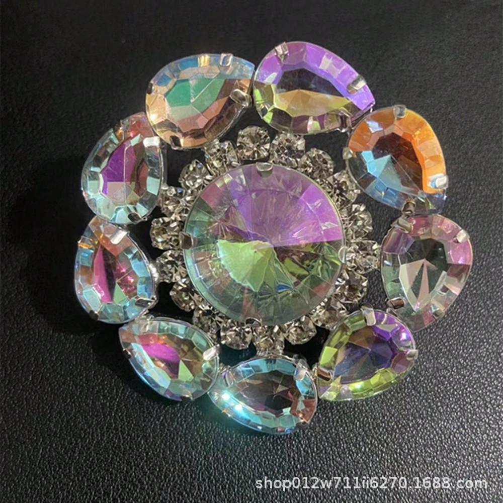 Преувеличенное красочное кольцо с регулируемым размером, с роскошными стразами в форме капли воды для женщин