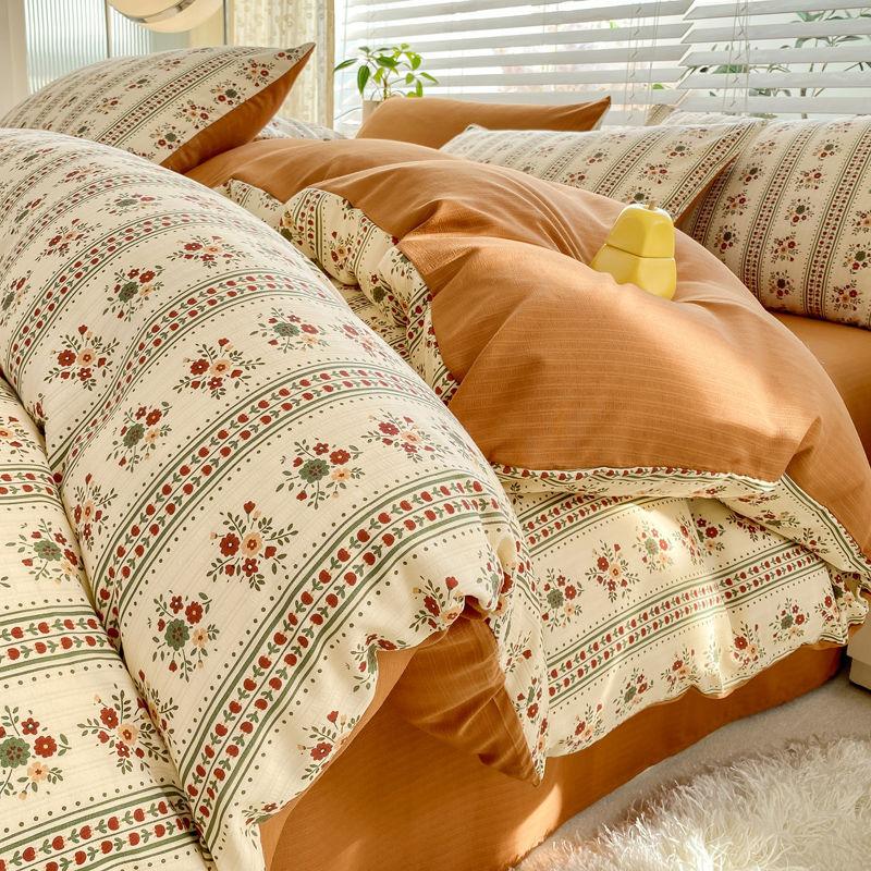 Супермягкий пододеяльник, четырехсекционная простыня для общежития, трехсекционная пряжа из мытого хлопка с двойным слоем