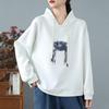Хлопковые большие винтажные толстовки с капюшоном повседневные свободные женские весенне-осенние пуловеры толстовки с капюшоном топы