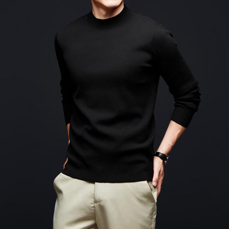 Мужской вязаный свитер Yiliteng однотонный с воротником-стойкой